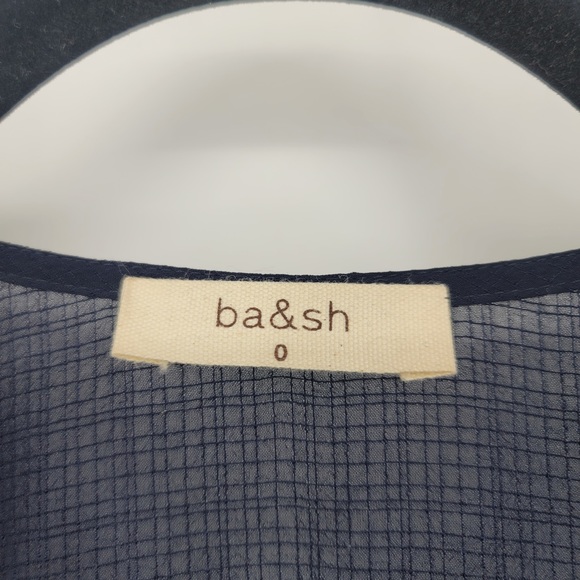 ba&sh Blue Black Faux Wrap Romper Sz 0 - Picture 3 of 4